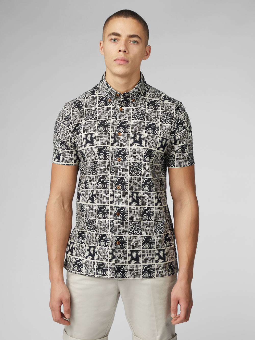 Chemises Ben Sherman Signature Checkerboard Paisley Print Noir | UIJ-70215179